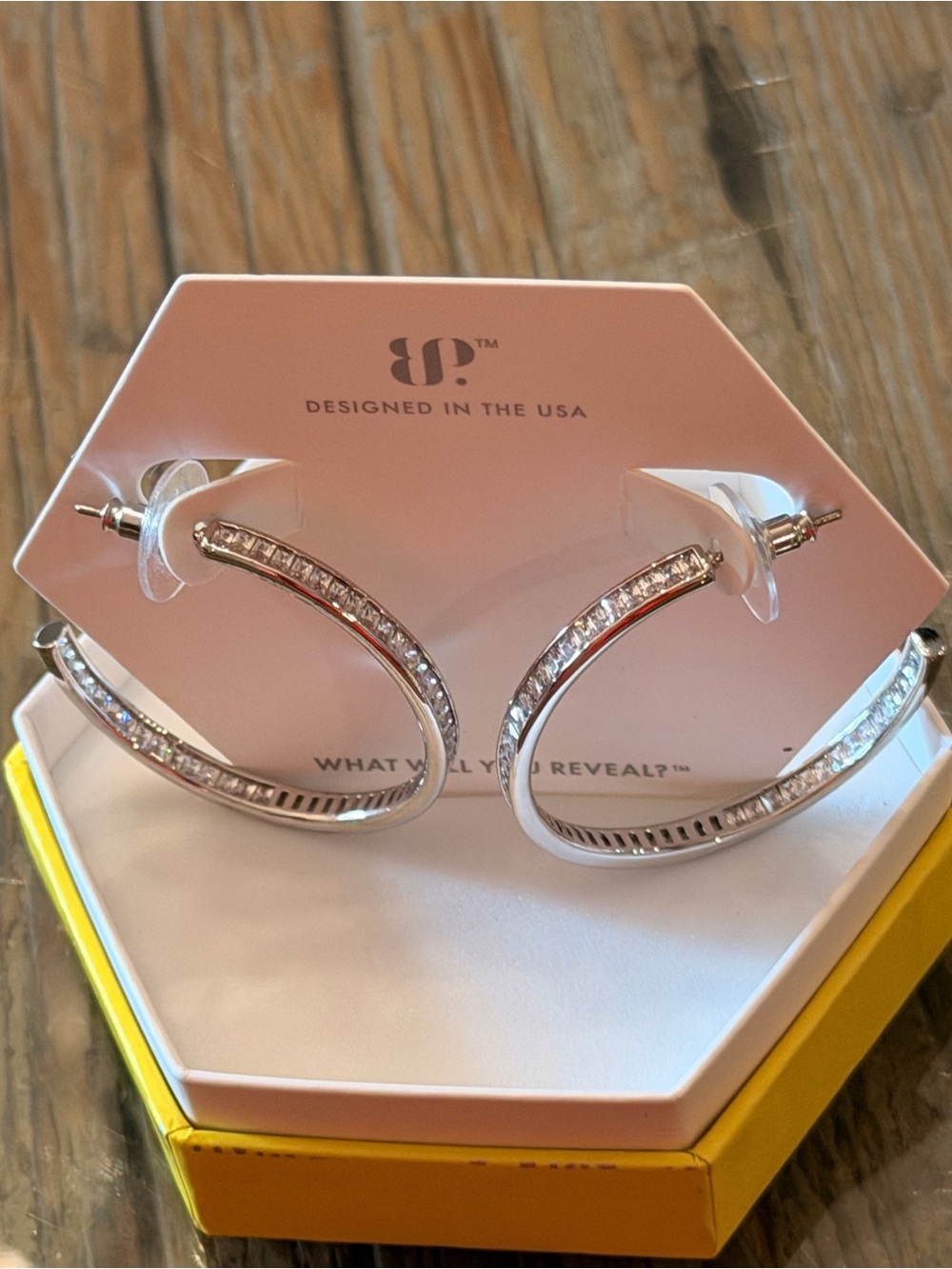 Bomb Party NWT! “It Was All in a Moment” Rhodium Diamond CZ Hoops